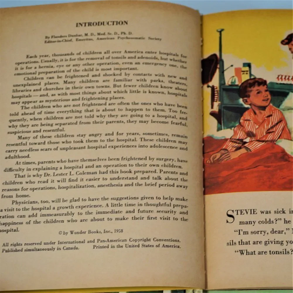 A Visit to the HOSPITAL by Francine Chase Vintage 1958 Wonder Books Hardcover